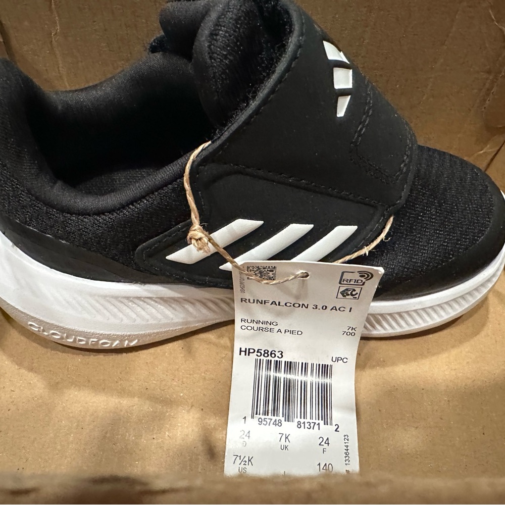 Adidas Kids Runfalcon Black and White Sneakers